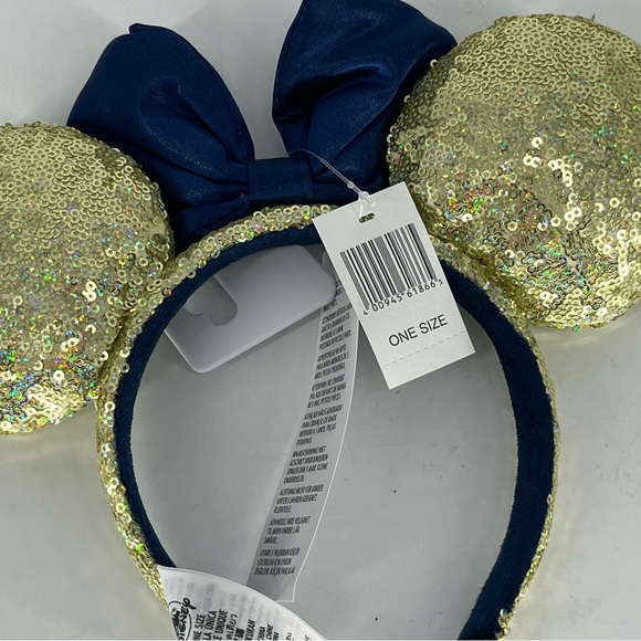 DISNEY PARKS NWT MINNIE MOUSE HEADBAND EARS 50TH ANNIVERSARY GOLD BLUE WALT - Picture 4 of 7